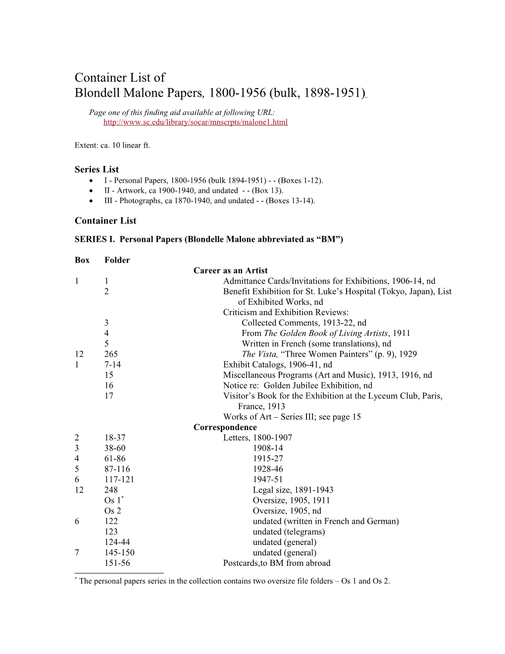 Blondell Malone Papers, 1800-1956 (Bulk, 1898-1951)