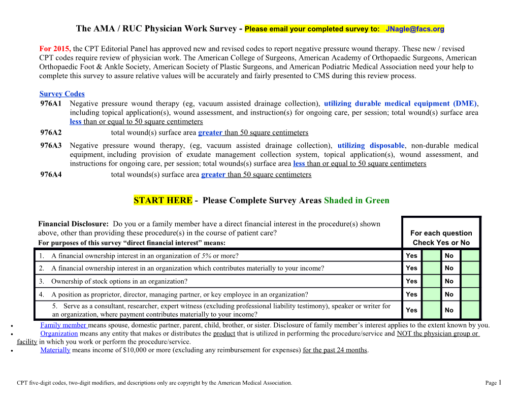 The AMA / RUC Physician Work Survey