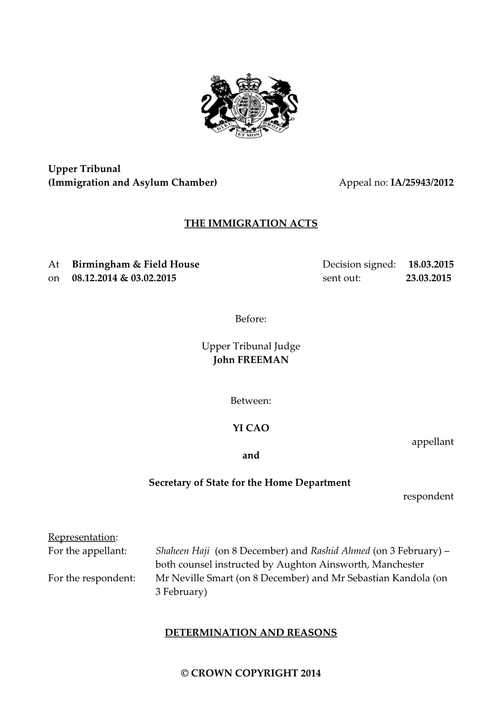 (Immigration and Asylum Chamber)Appeal No:Ia/25943/2012