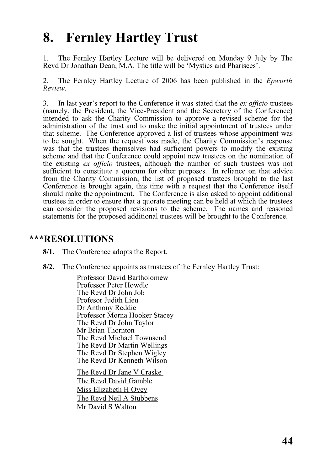 8. Fernley Hartley Trust