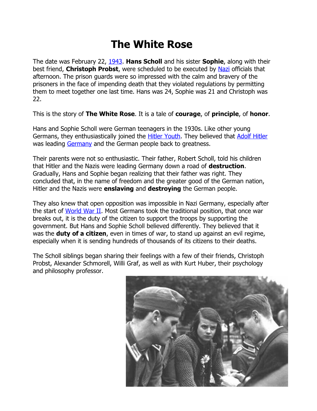 The White Rose: a Lesson in Dissent