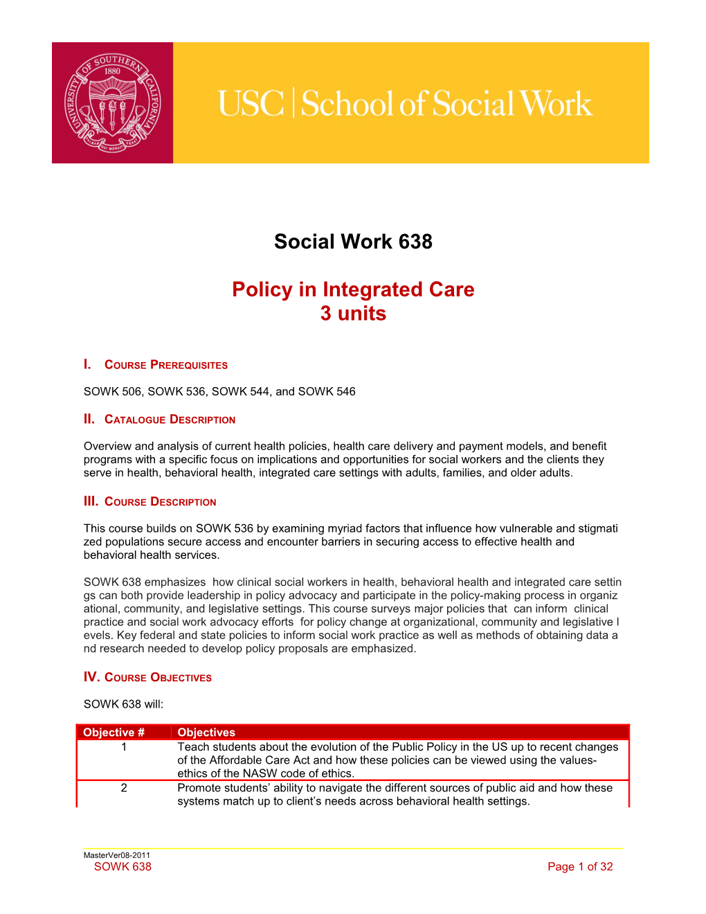 School of Social Work Syllabus Template Guide s10