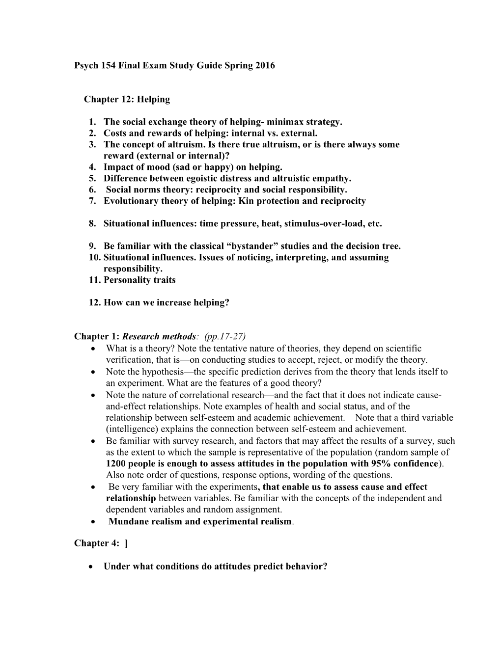 Psych 154 Final Exam Study Guide Spring 2016