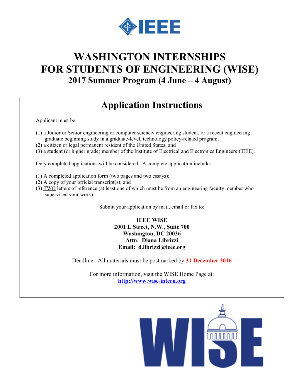 Washington Internships for Students of Engineering (Wise)
