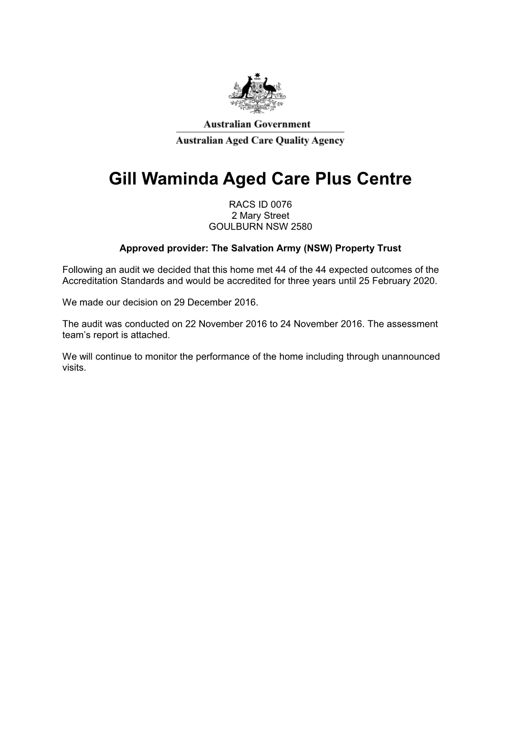 Gill Waminda Aged Care Plus Centre