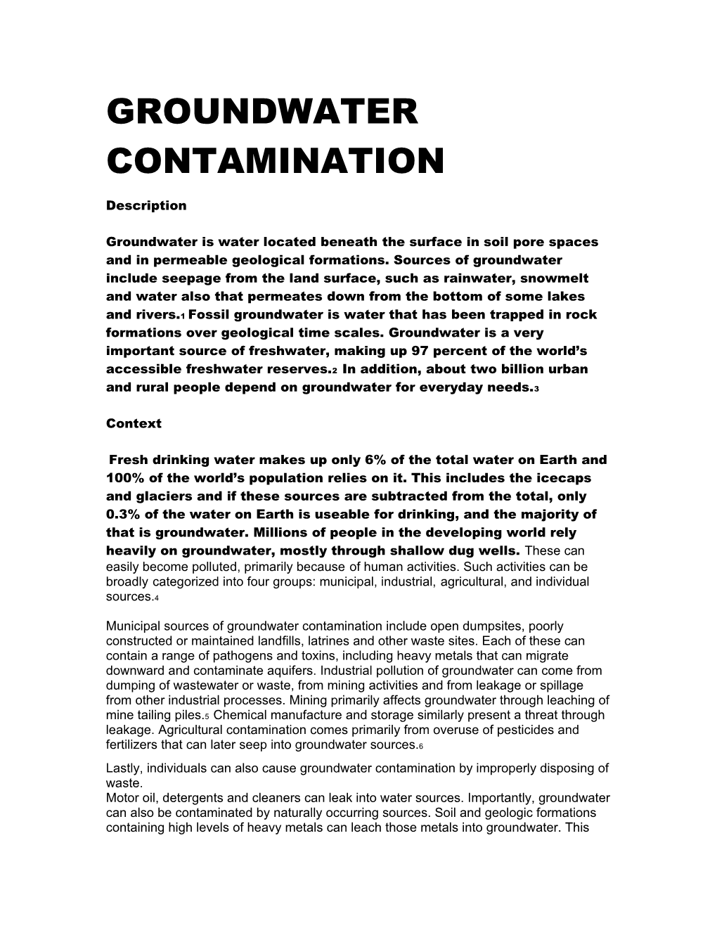 Groundwater Contamination