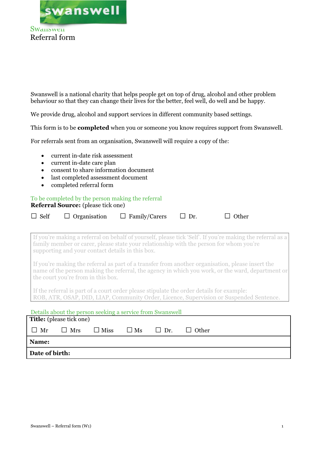 Birmingham Referral Form