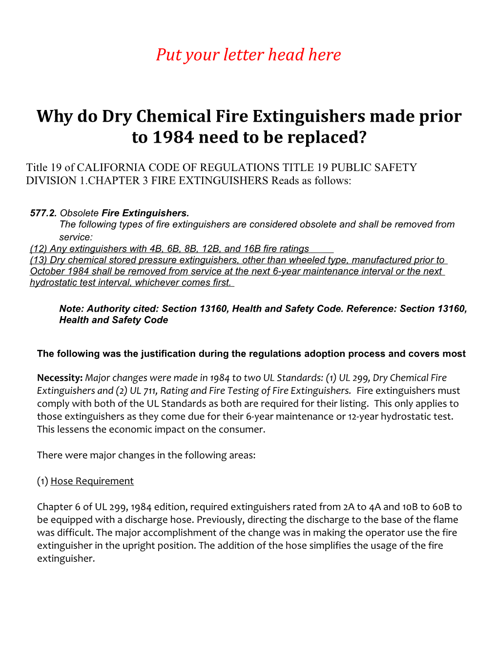 Why Do Dry Chemical Fire Extinguishers Made Prior to 1984 Need to Be Replaced?
