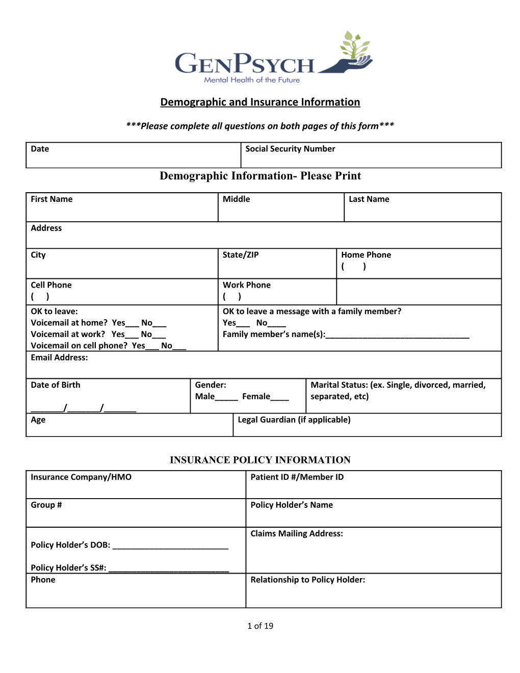 Please Complete All Questions on Both Pages of This Form