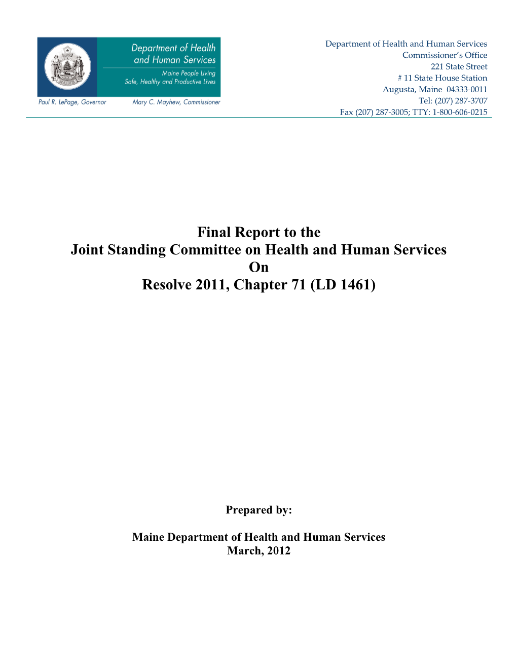 Joint Standing Committee on Health and Human Services