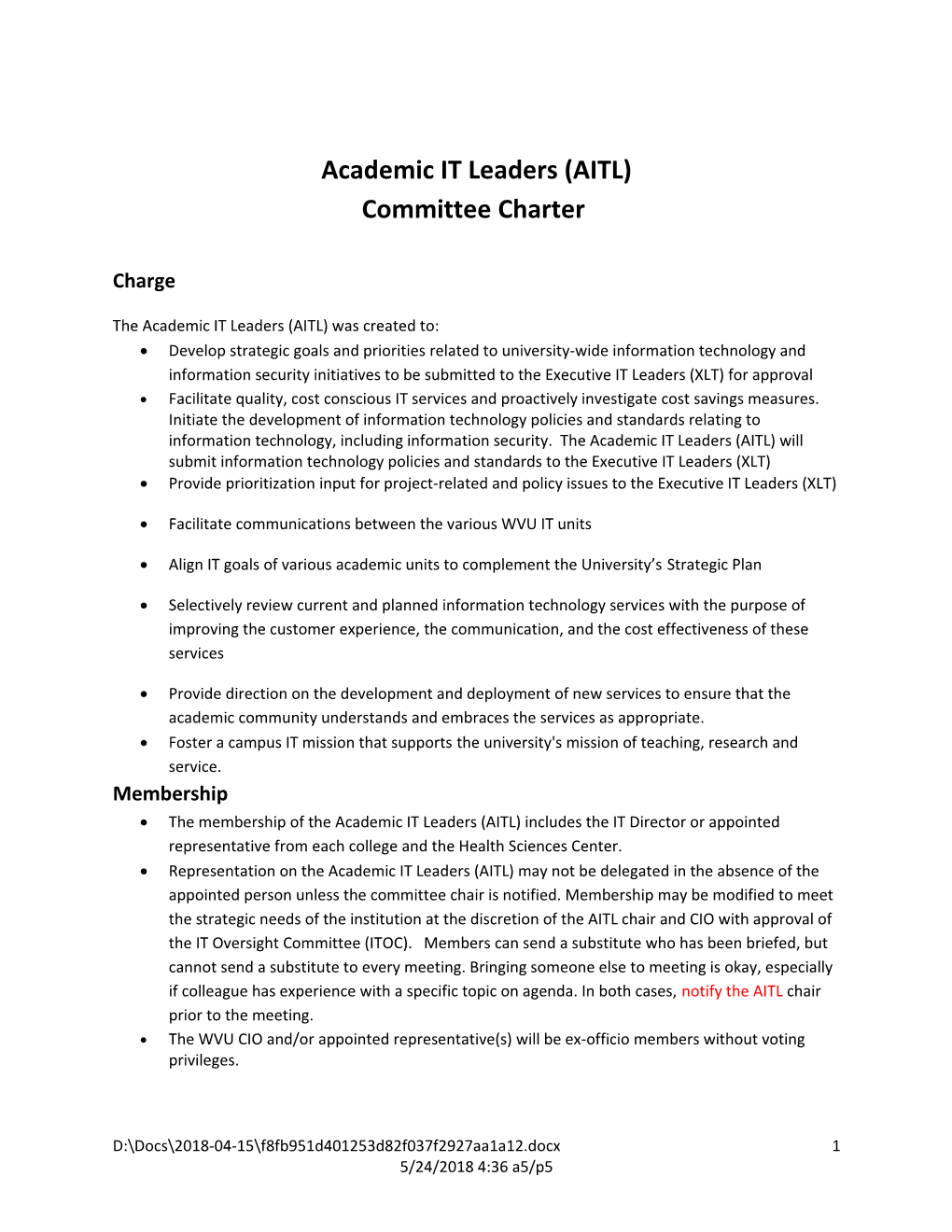Academic IT Leaders (AITL)