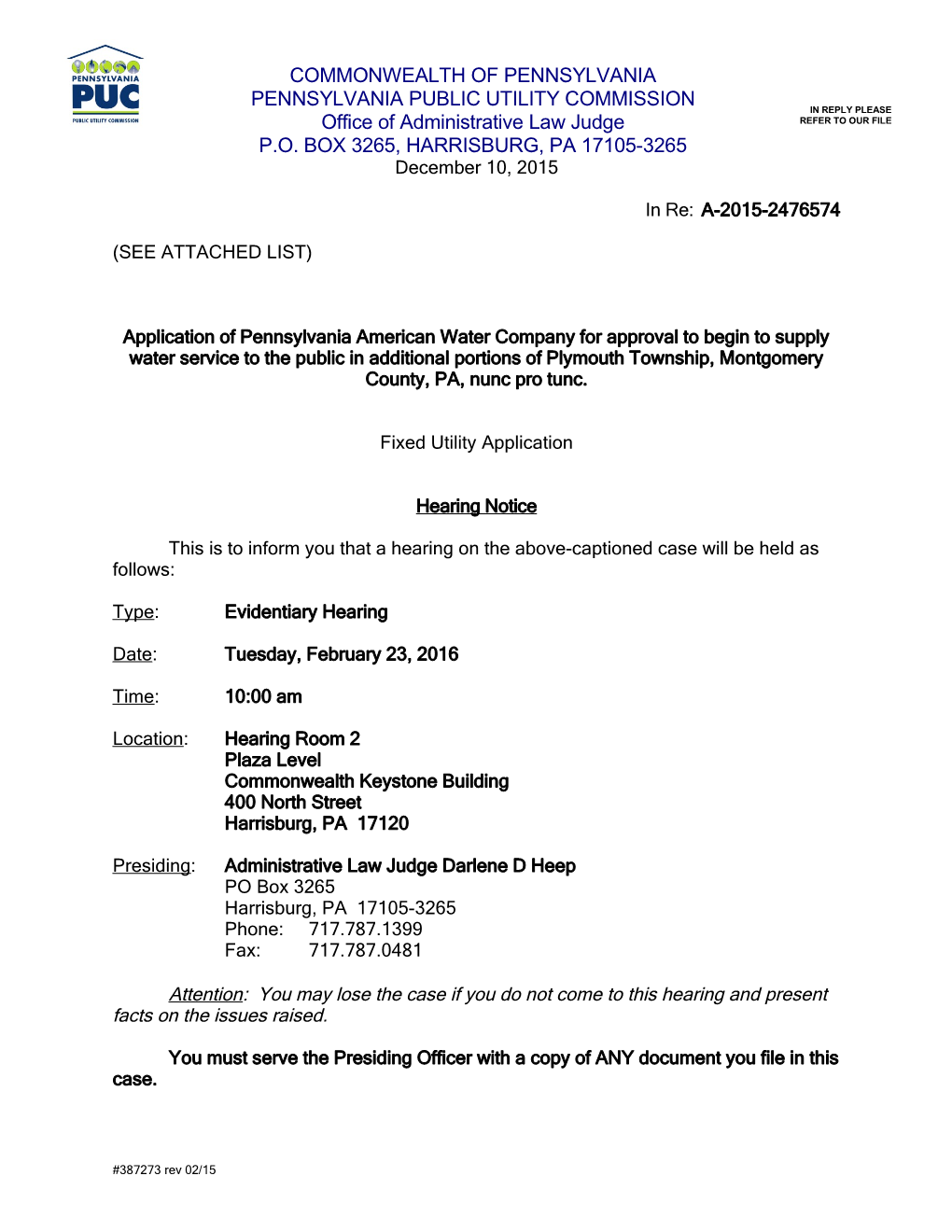 Harrisburg Hearing Notice s2