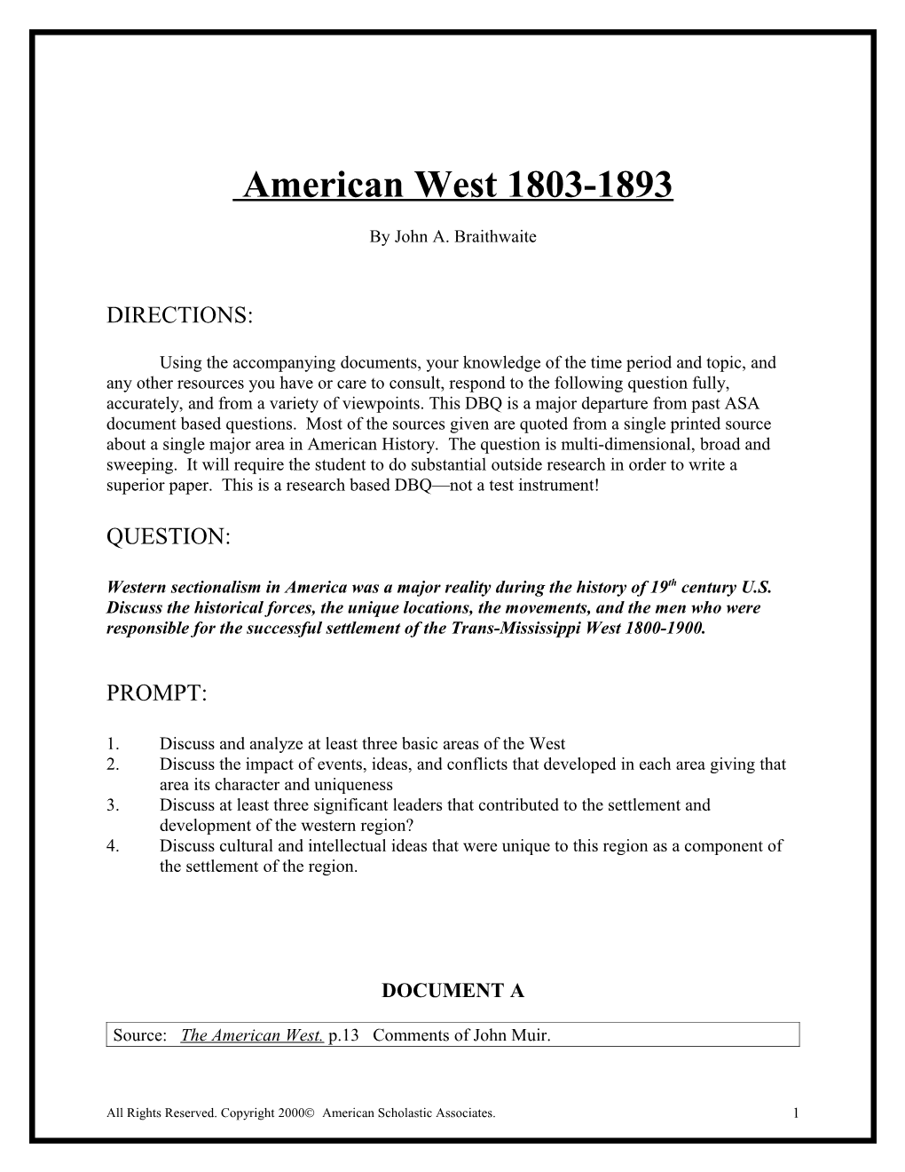 American West 1803-1893