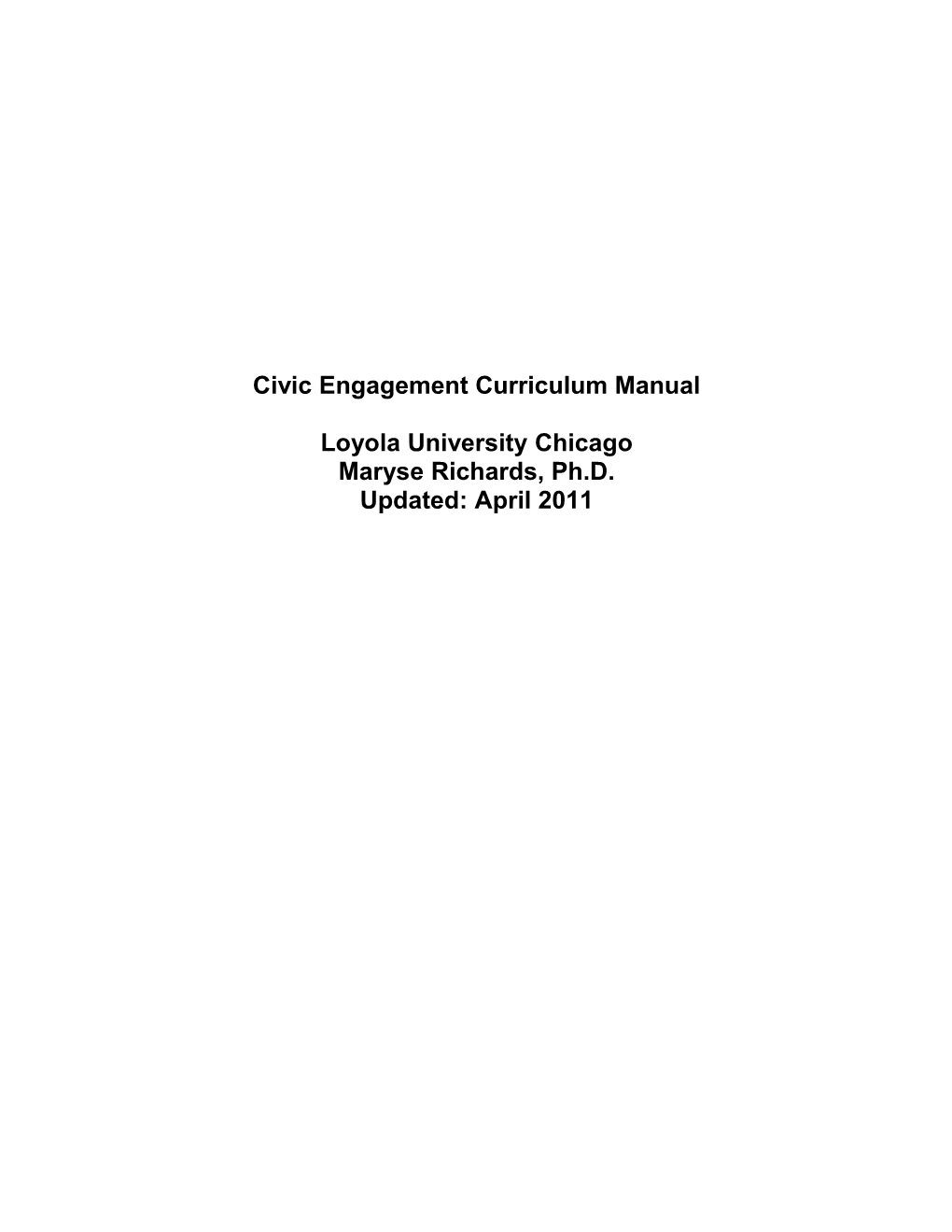Civic Engagement Curriculum Manual