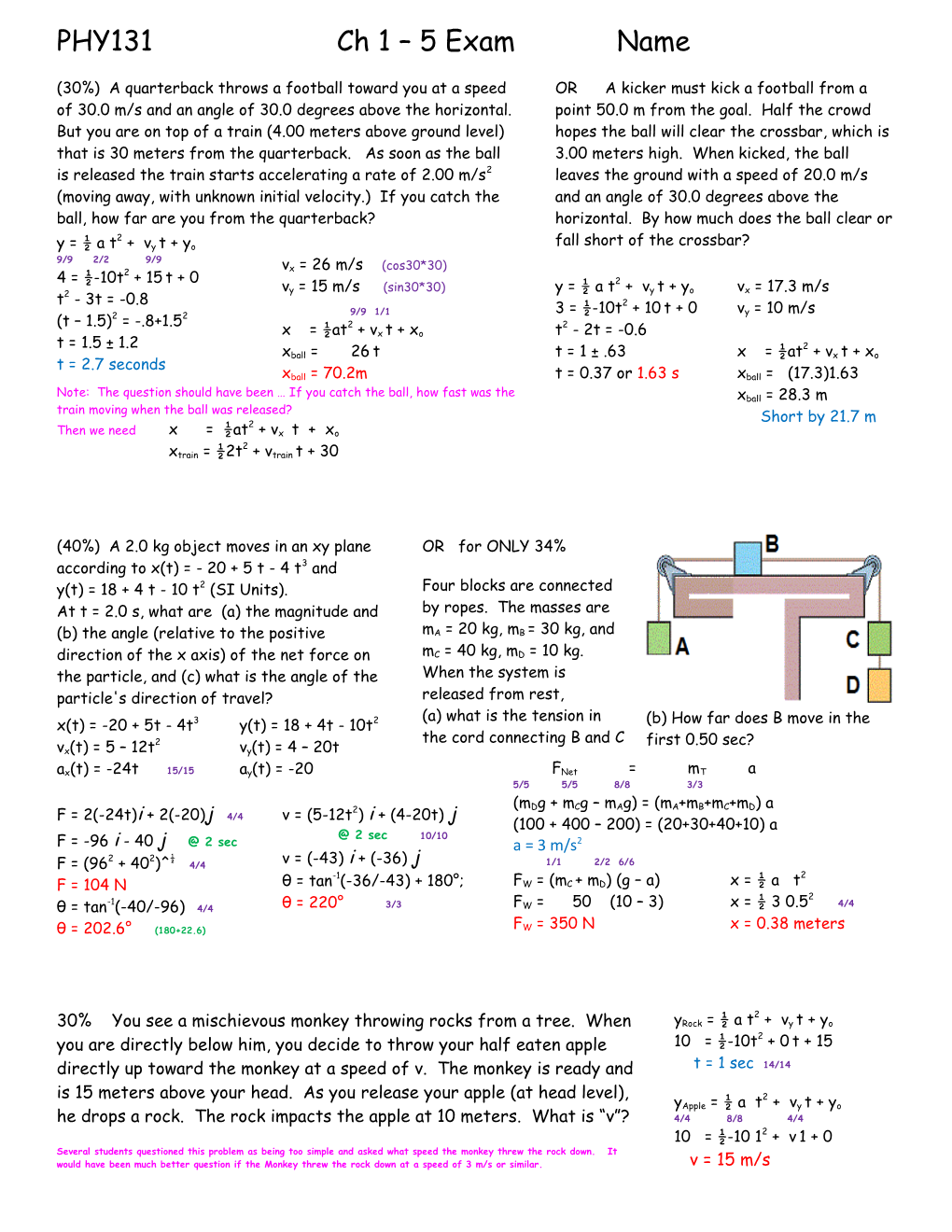 PHY131 Ch 1 5 Exam Name