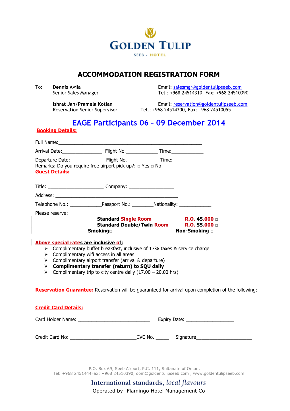 Accommodation Registration Form