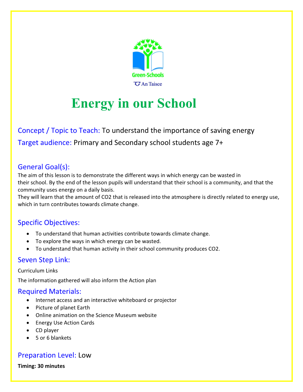 Energy in Our School