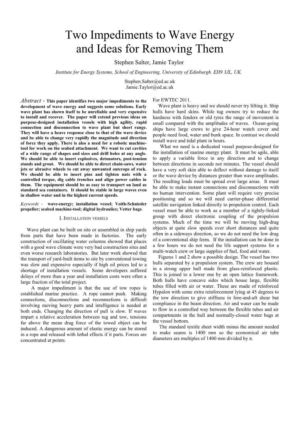 Historical Impediments to Wave Energy