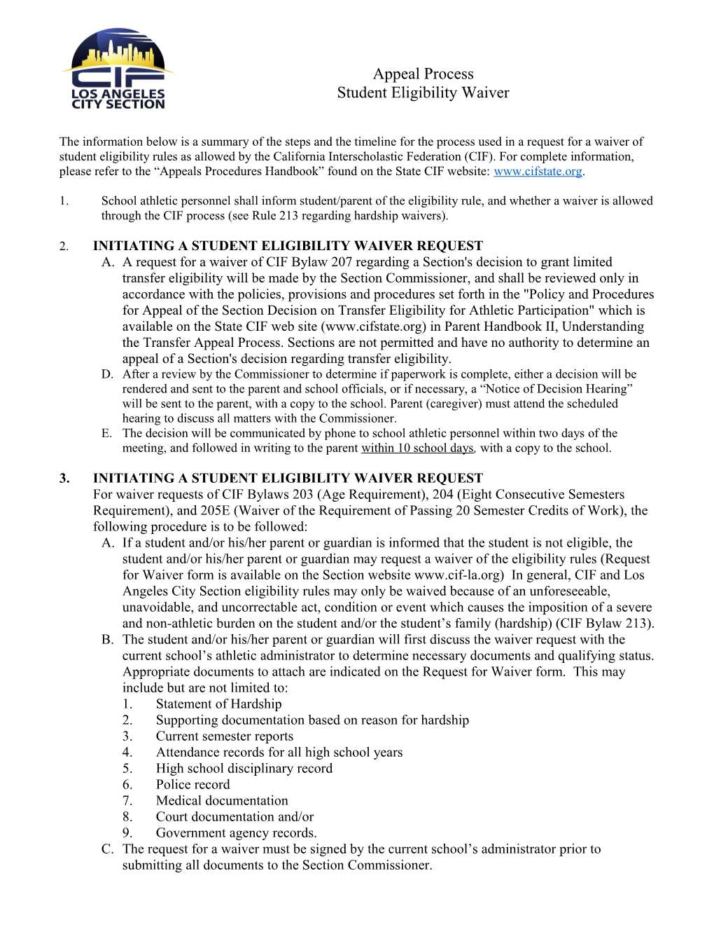2. Initiating a Student Eligibility Waiver Request