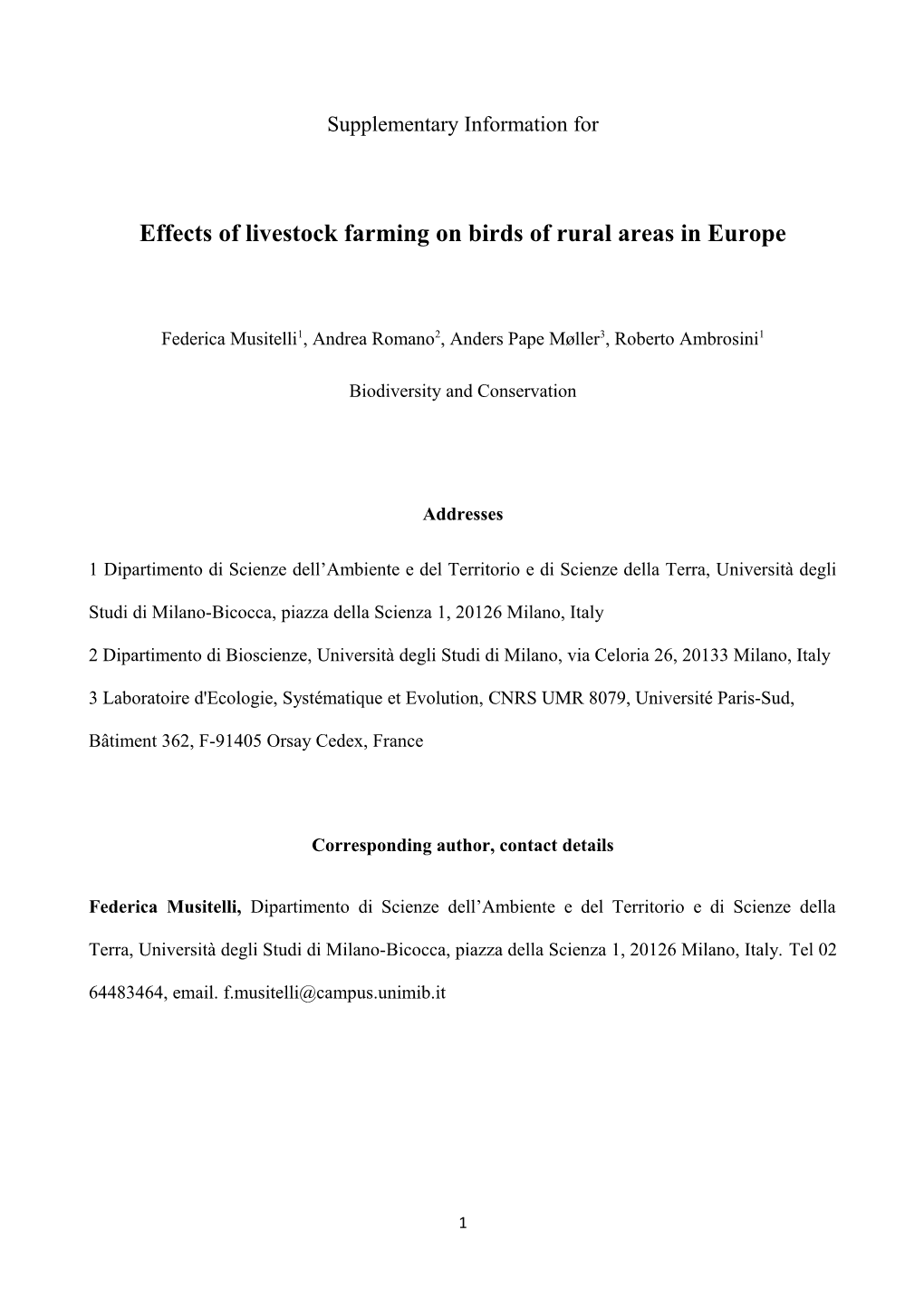 Effects of Livestock Farming on Birds of Rural Areas in Europe