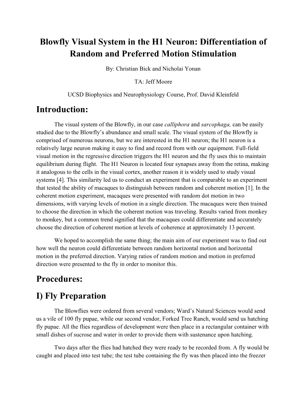 Blowfly Visual System in the H1 Neuron: Differentiation of Random and Preferred Motion