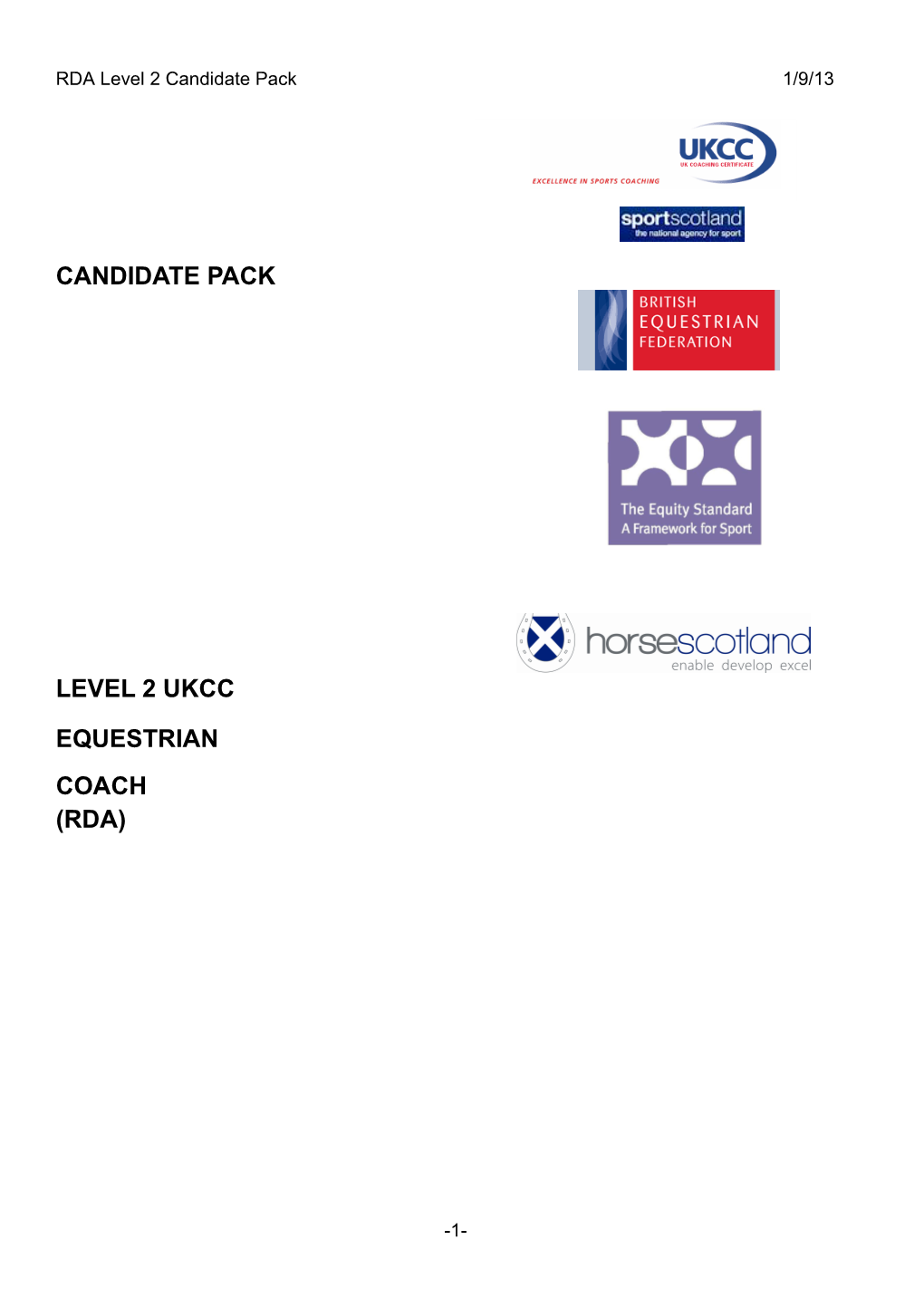 RDA Level 2 Candidate Pack 1/9/13