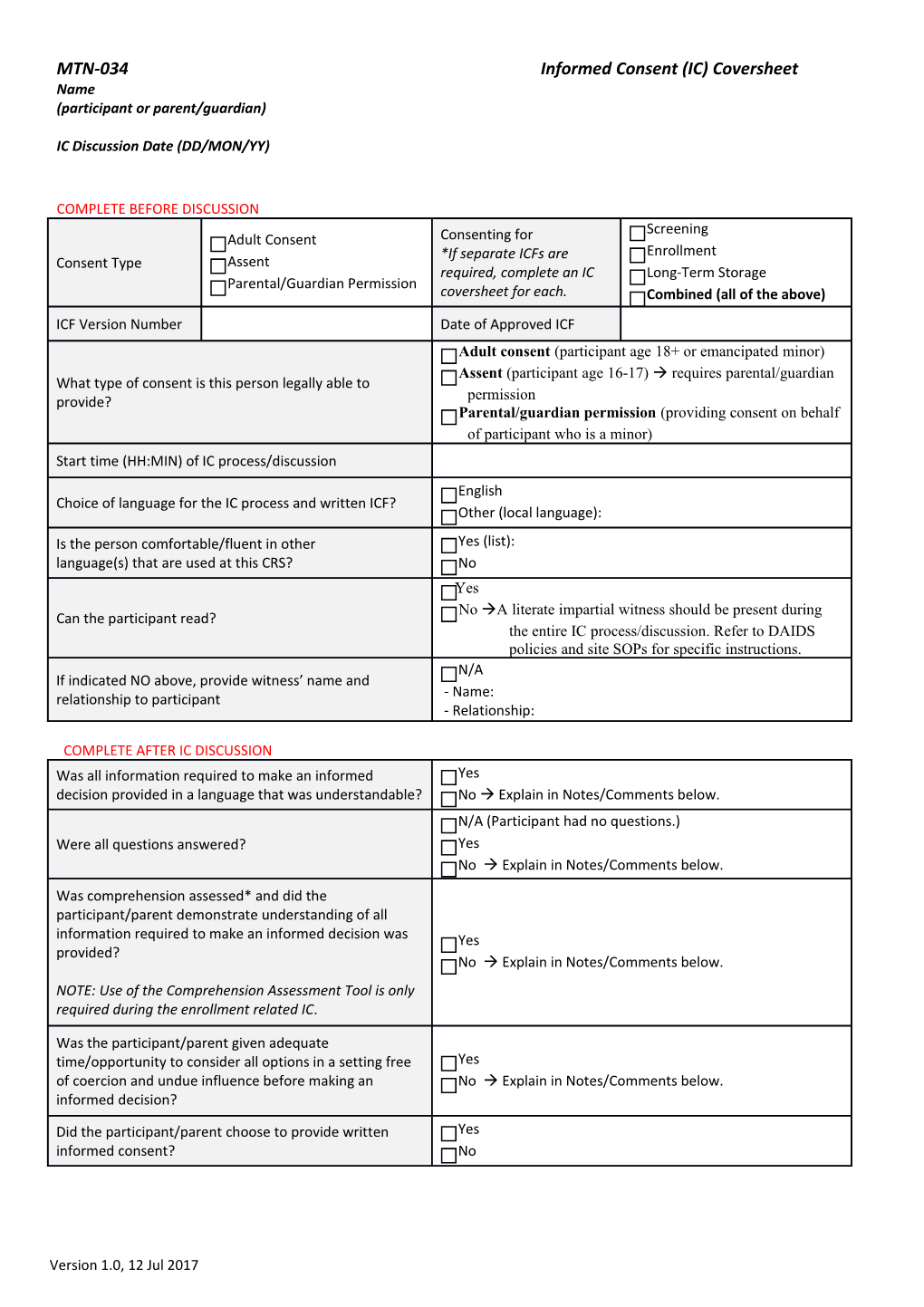 MTN-034 Informed Consent (IC) Coversheet