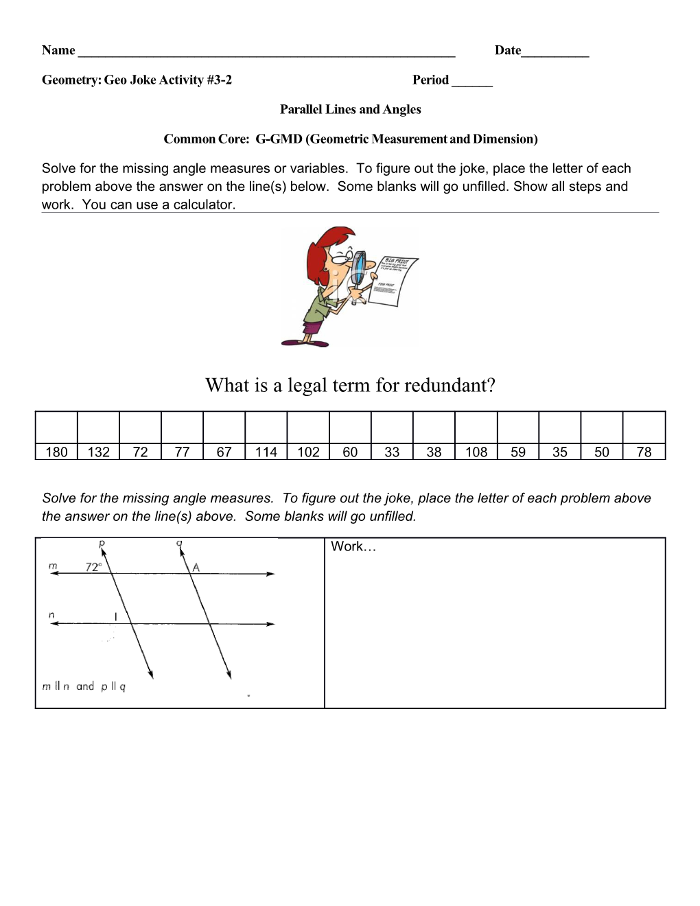 Geometry: Geo Joke Activity #3-2 Period ______