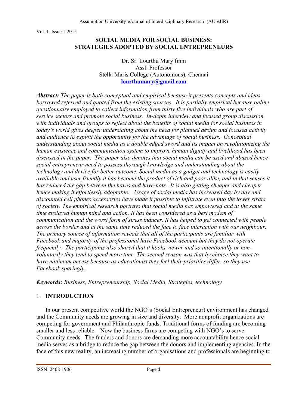 Assumption University-Ejournal of Interdisciplinary Research (AU-Ejir) s1