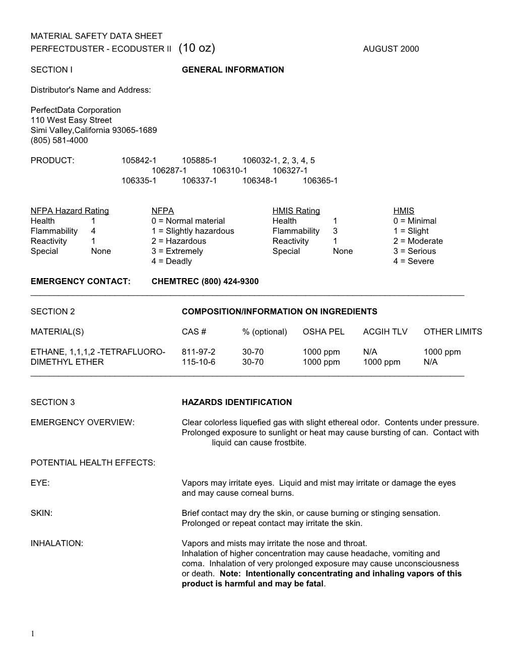 Material Safety Data Sheet s46