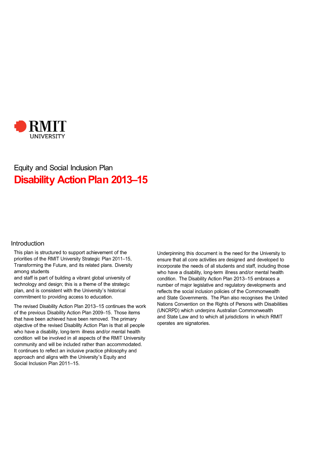 Disability Action Plan 2013 15