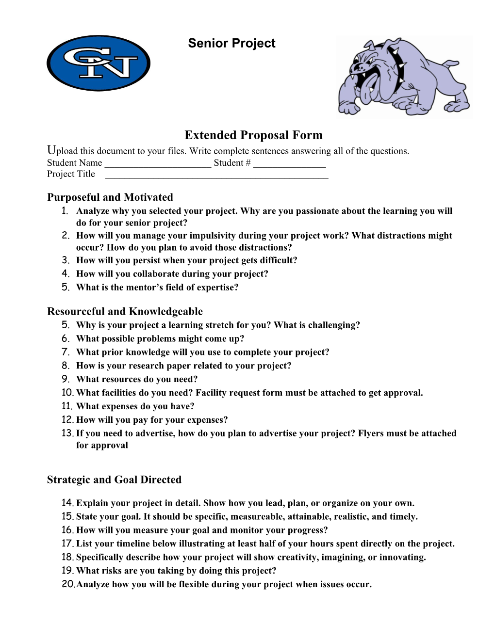 Extended Proposal Form