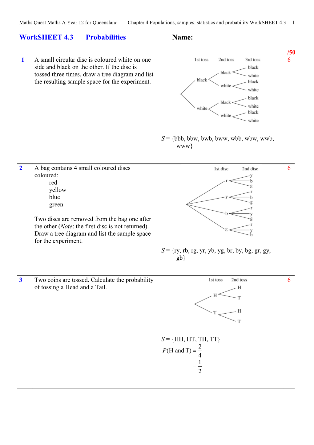 Maths Quest Maths a Year 12 for Queensland Chapter 4 Populations, Samples, Statistics And