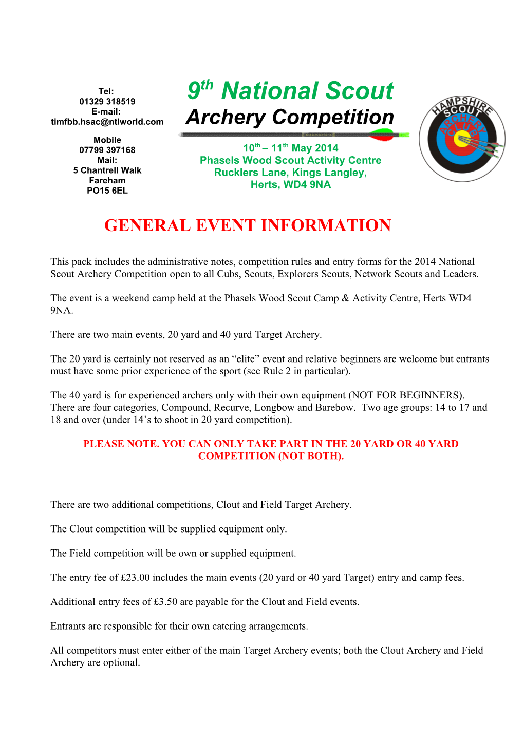 9Th National Scout Archery Competition