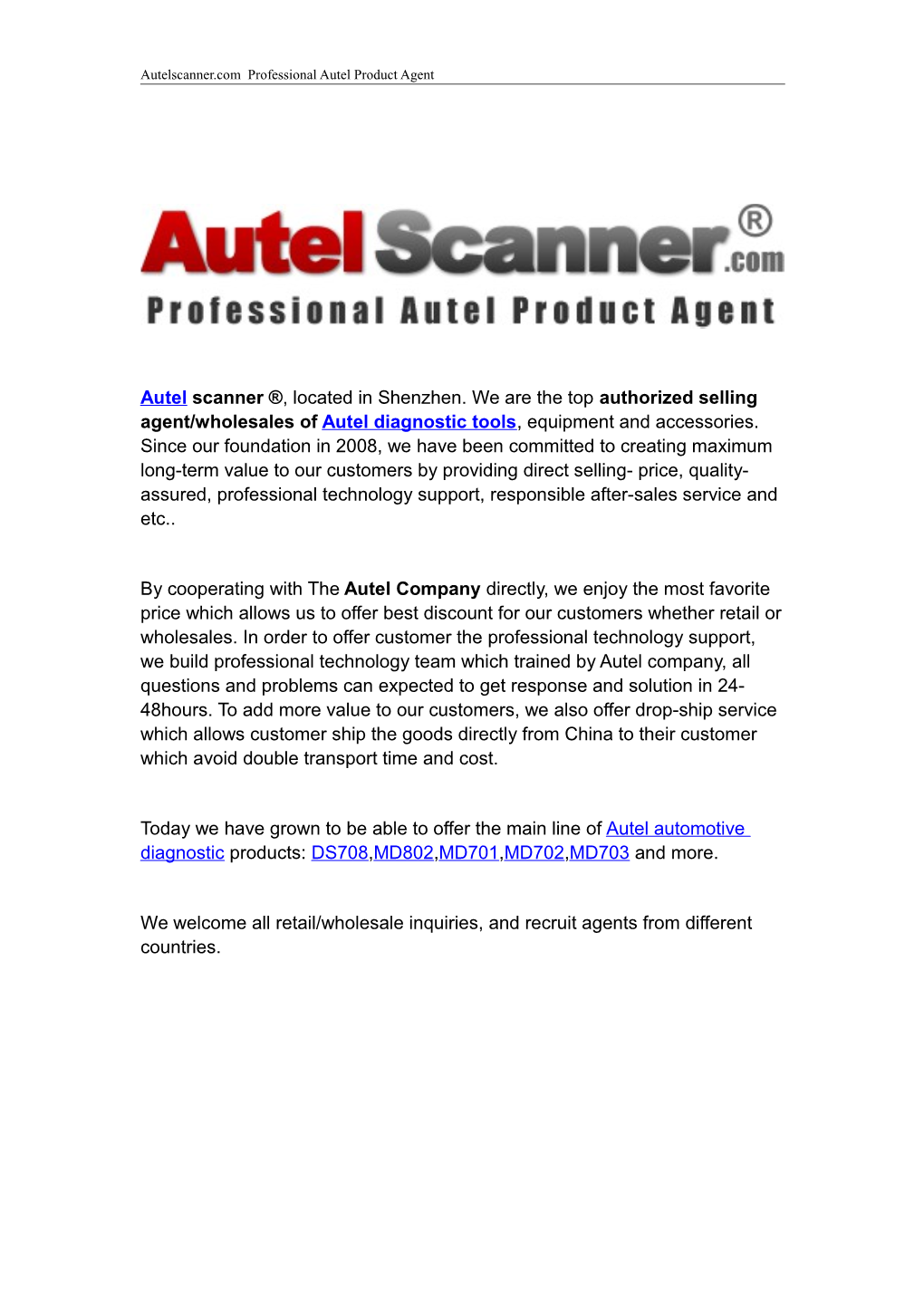 Autelscanner.Com Professional Autel Product Agent s1