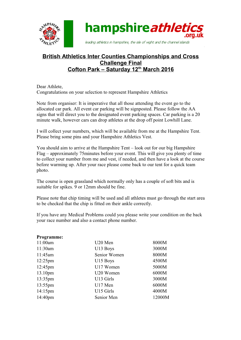 British Athletics Inter Counties Championships and Cross Challenge Final