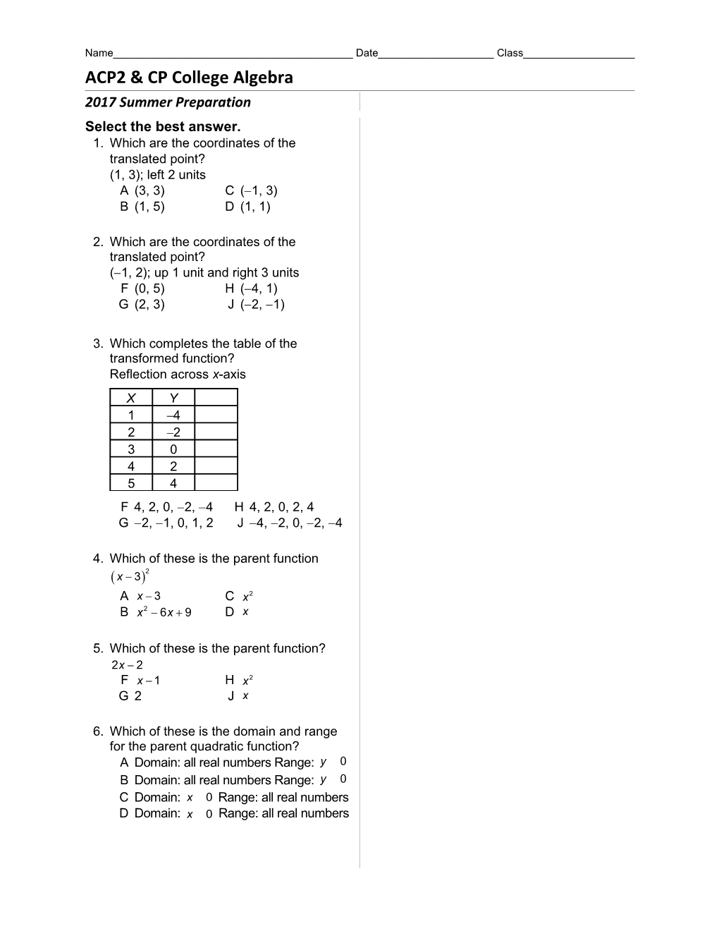 ACP2 & CP College Algebra