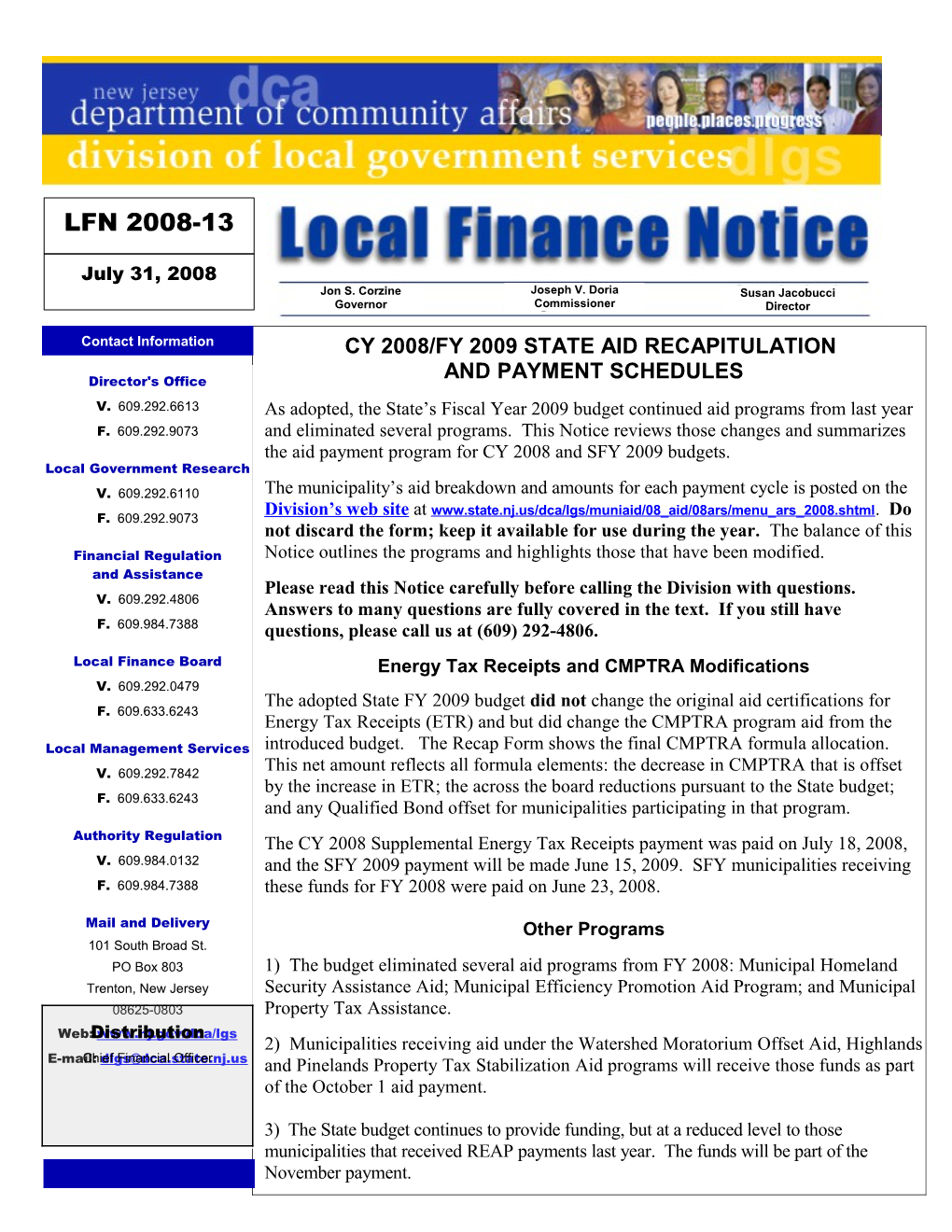 Local Finance Notice 2008-13 July 31, 2008 Page 2