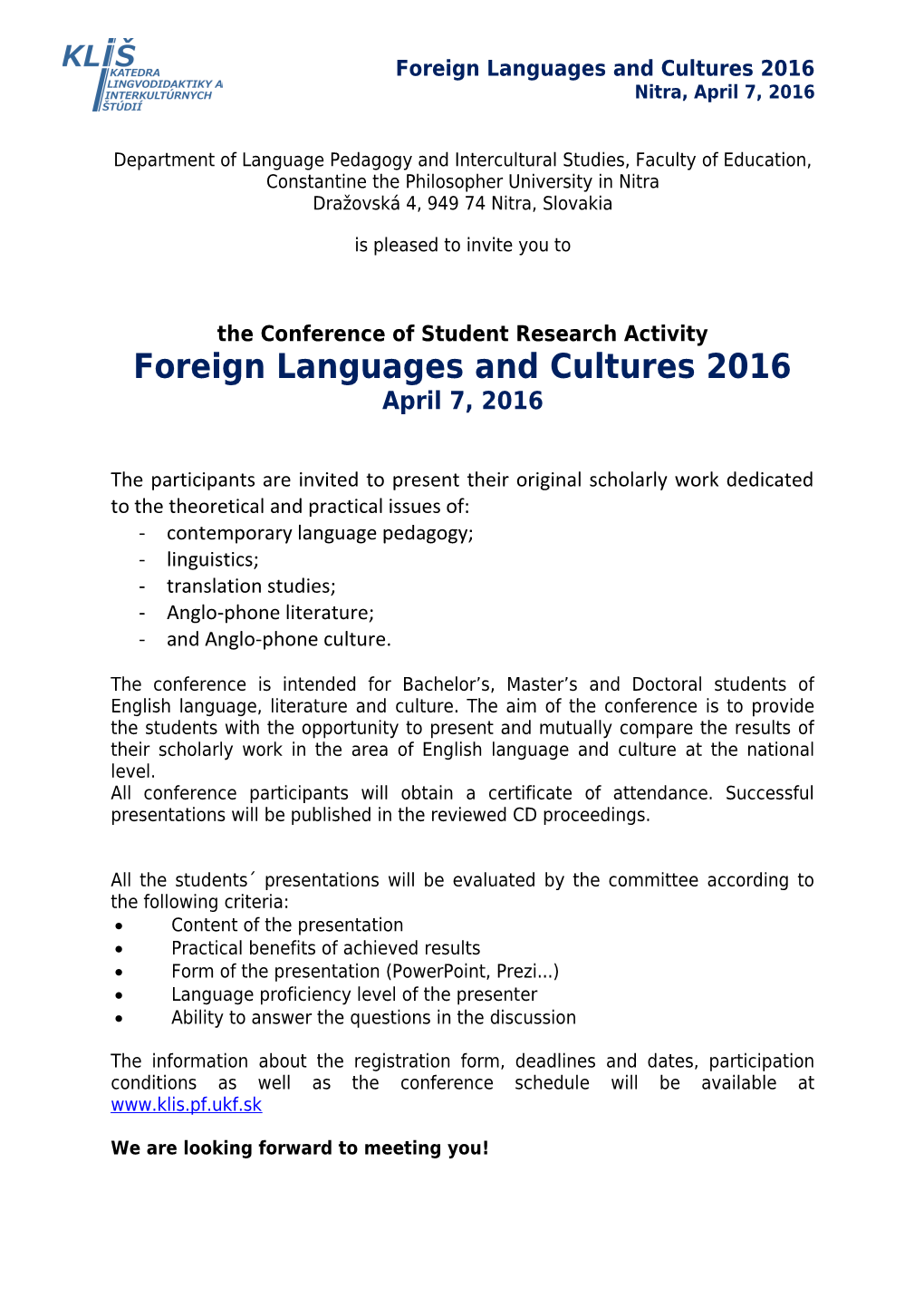 Department of Language Pedagogy and Intercultural Studies, Faculty of Education