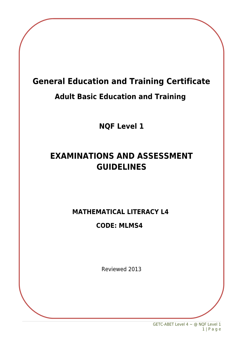 GETC-ABET Level 4 Examination Guidelines