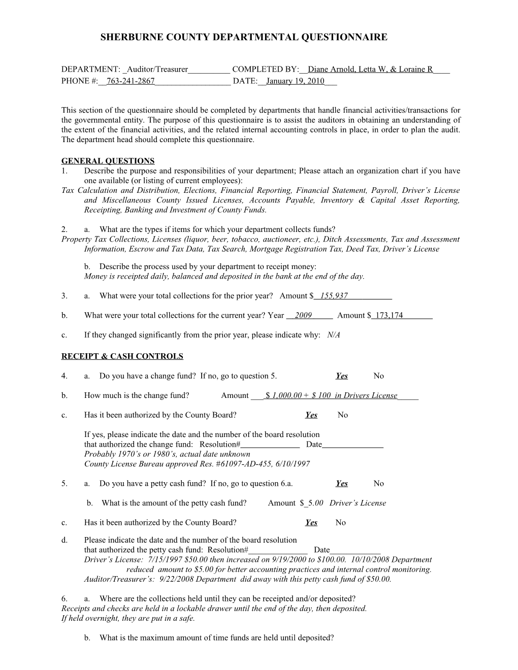 Sherburne County Departmental Questionnaire s1