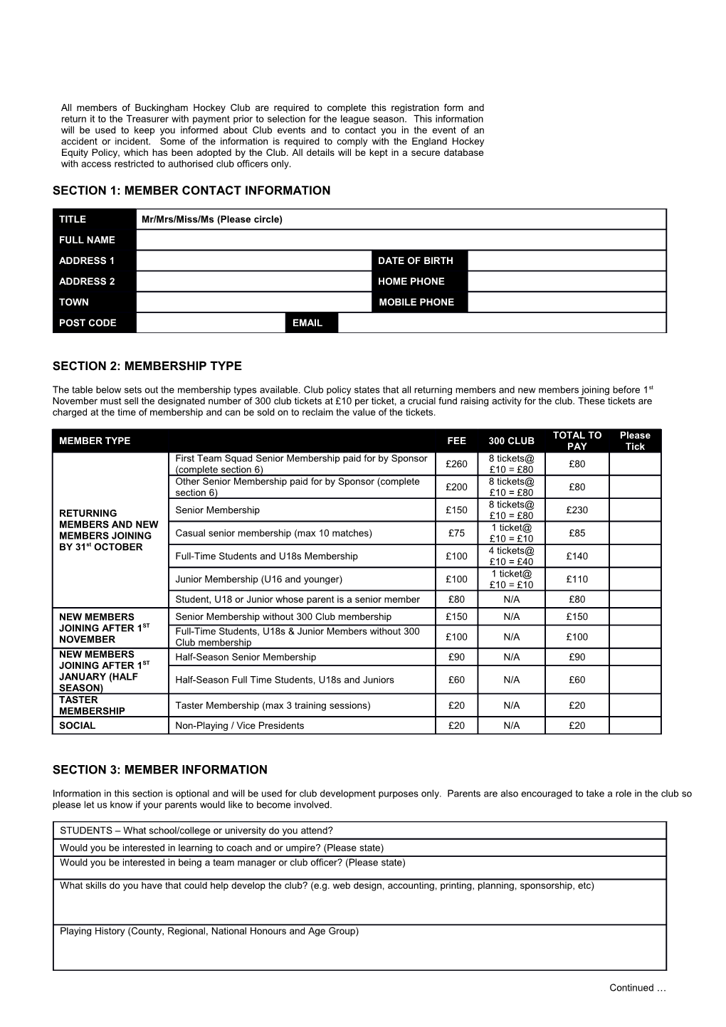 Section 1: Member Contact Information s1