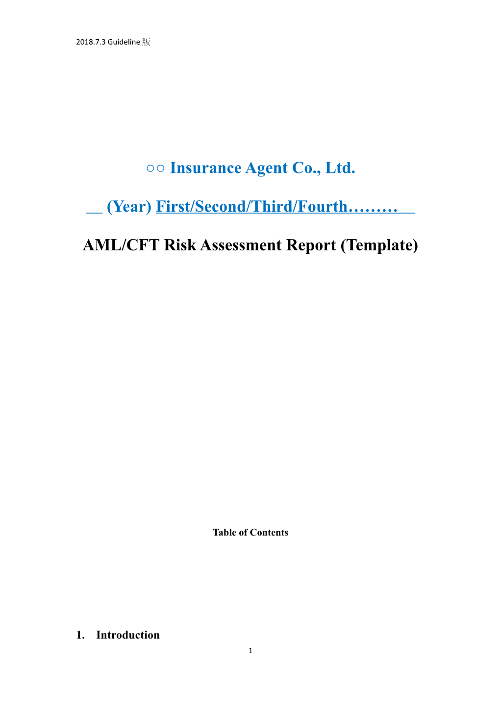 AML/CFT Risk Assessment Report (Template)