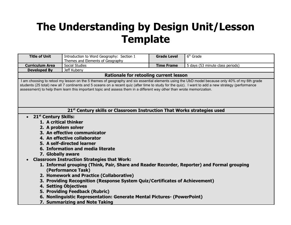 Understanding by Design Unit Template s3