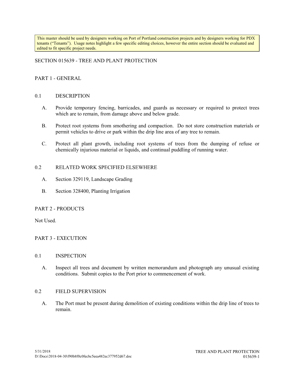 Section 015639 - Tree and Plant Protection