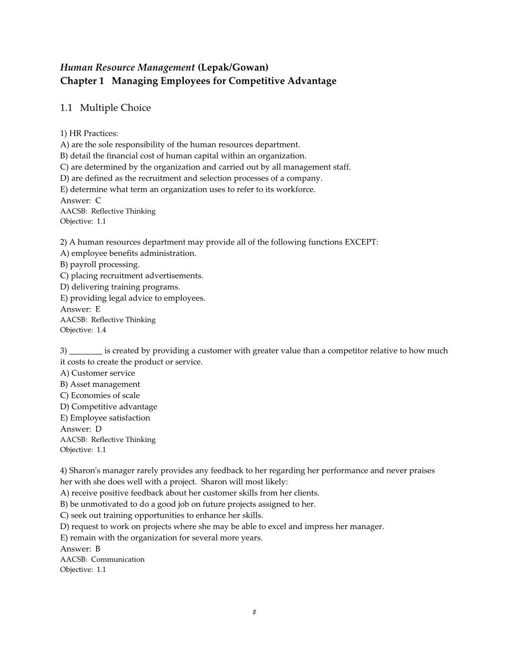 Human Resource Management (Lepak/Gowan)