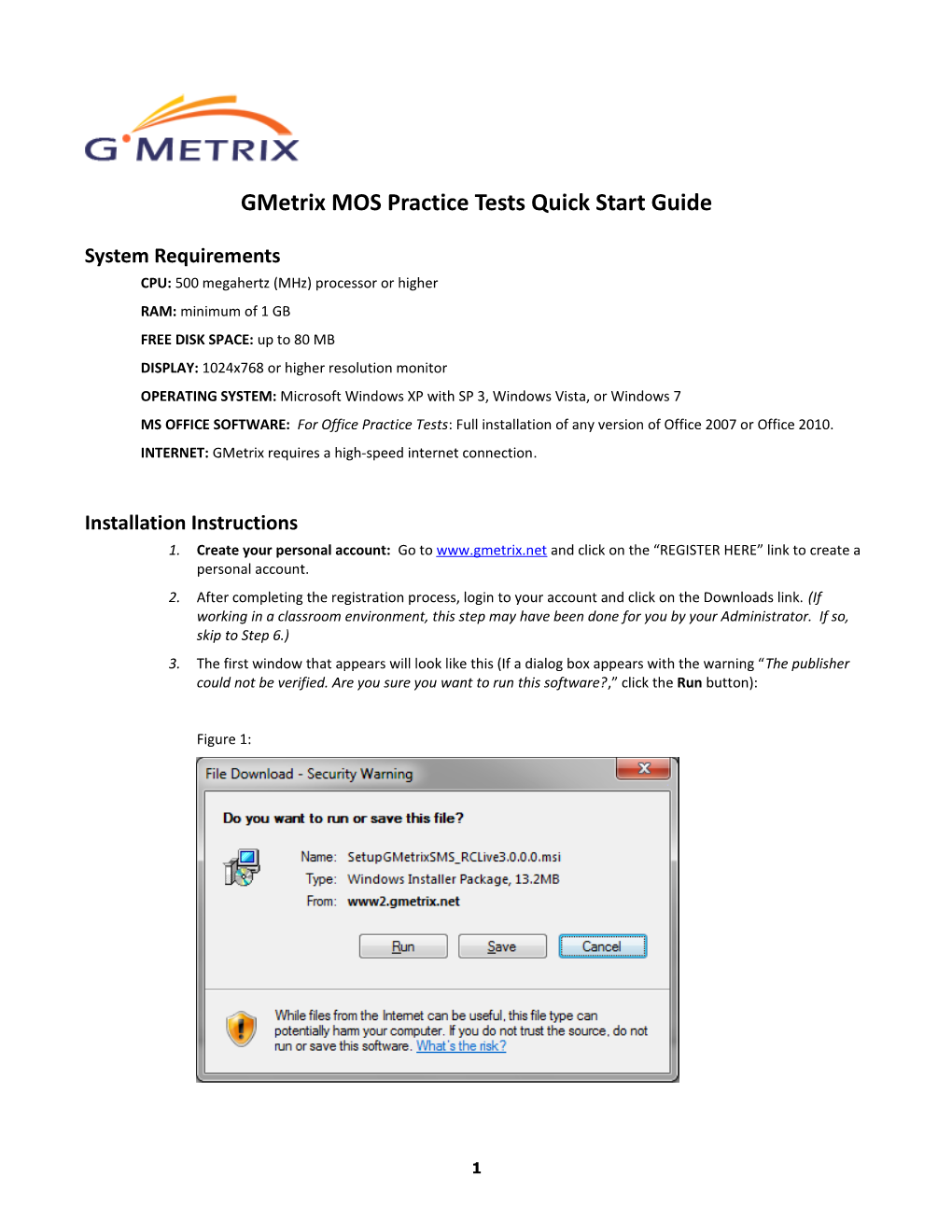 Gmetrix MOS Practice Tests Quick Start Guide