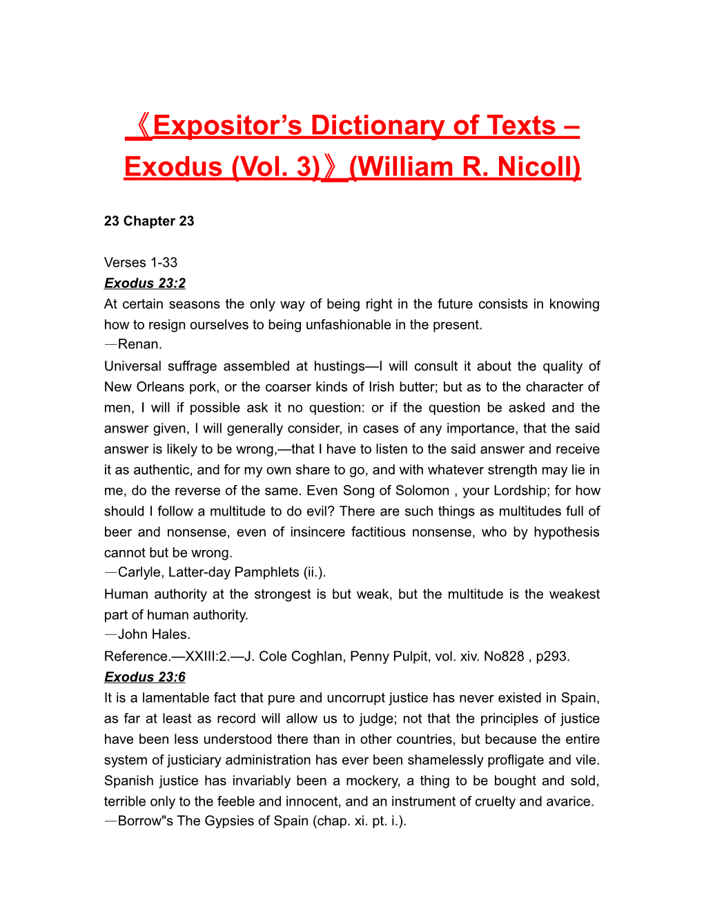 Expositor S Dictionary of Texts Exodus (Vol. 3) (William R. Nicoll)