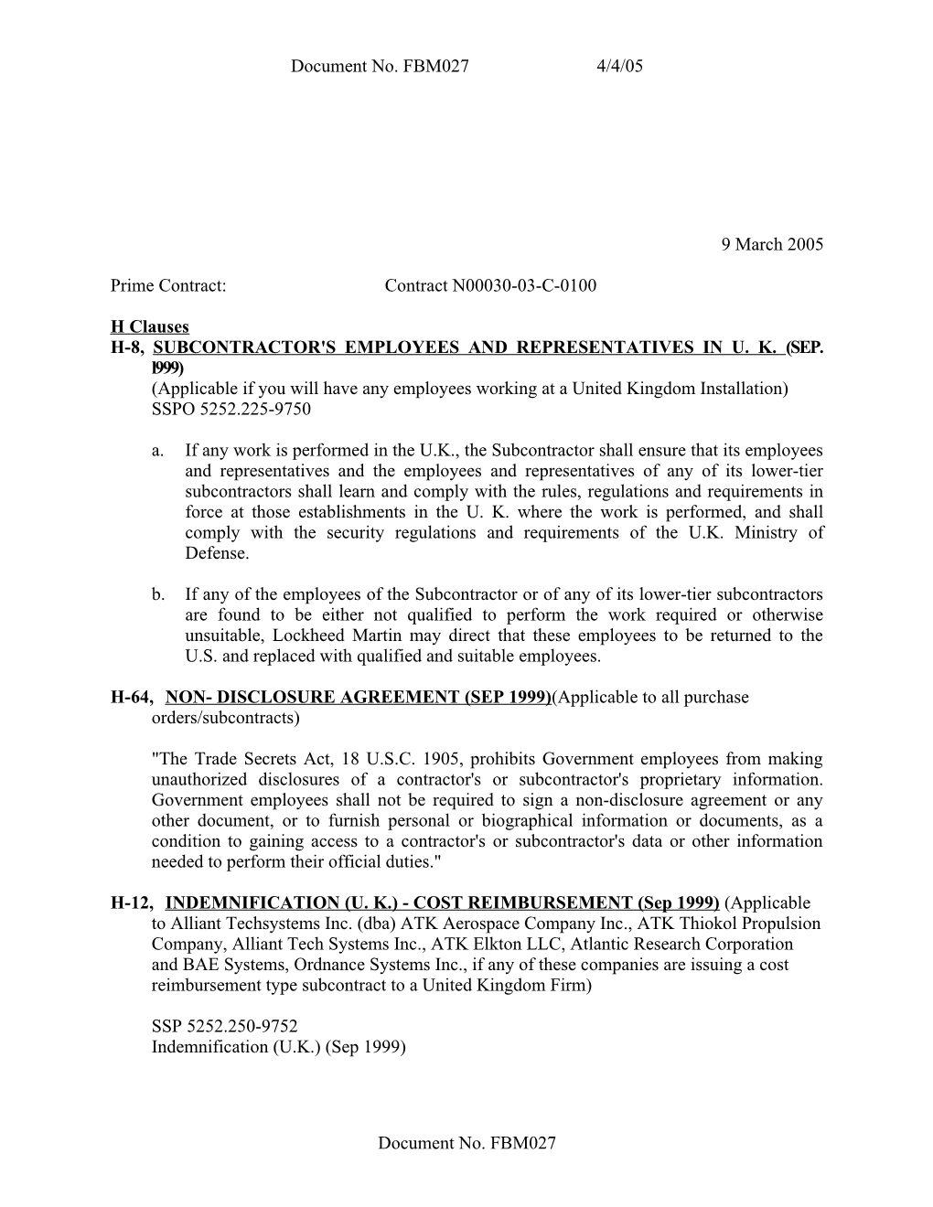 Fy'98 Contract Data Sheet