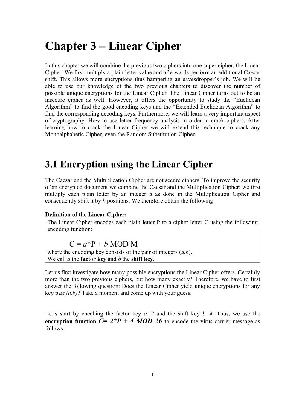Chapter 3 Affine Cipher
